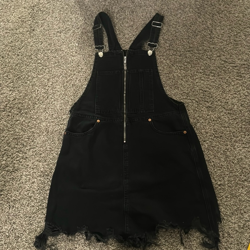 Zara Black Denim Skirt Overalls